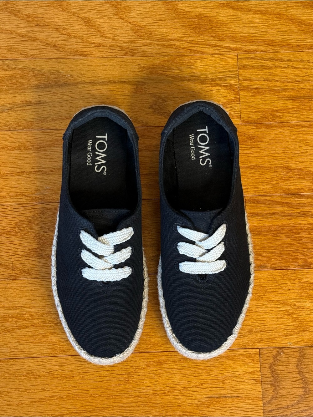 TOMS Alpargata Platform Rope Espadrille Lace Up Sneakers Black Canvas Womens 6 - Picture 5 of 10